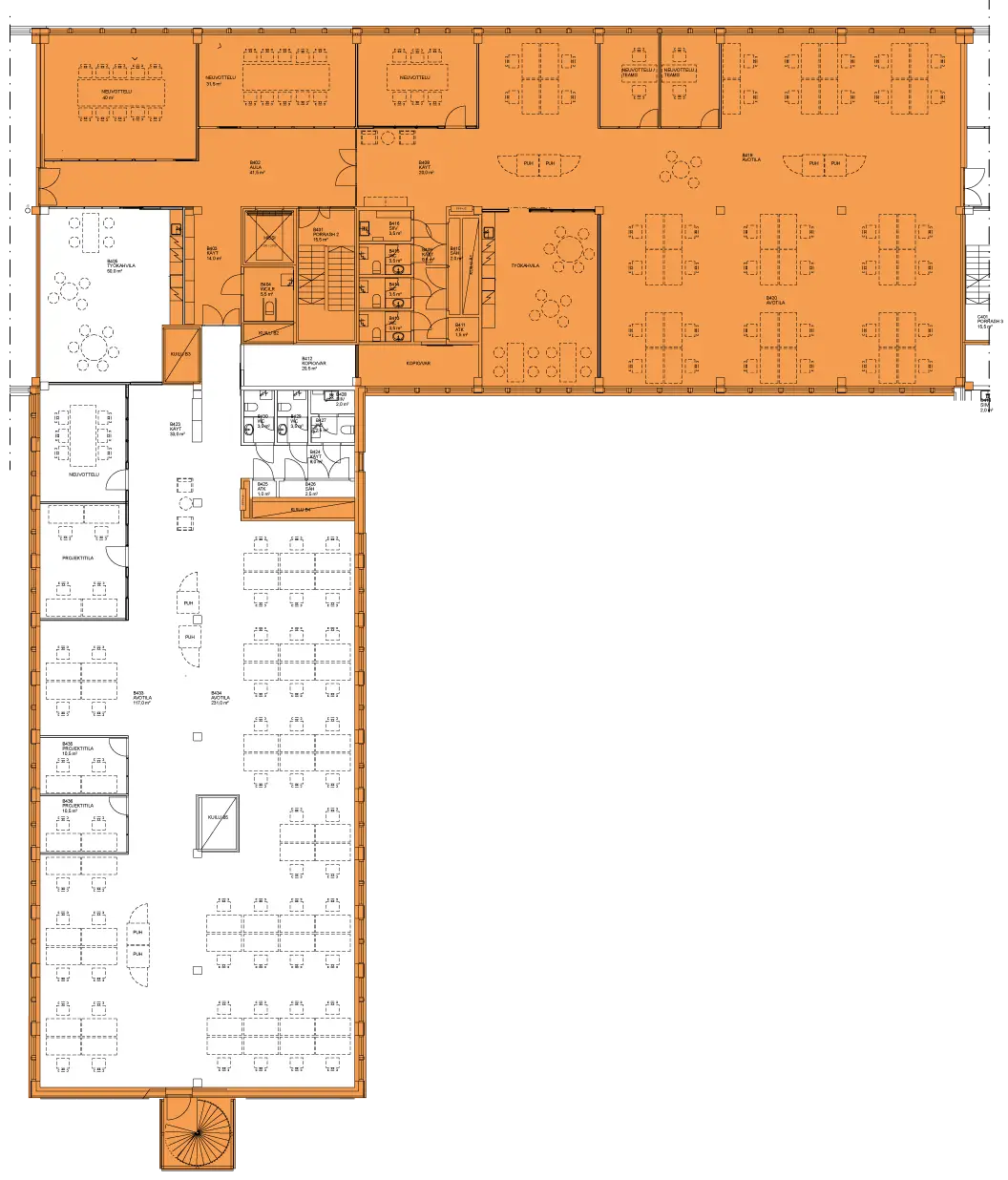 524 m²/työp. 60 kpl